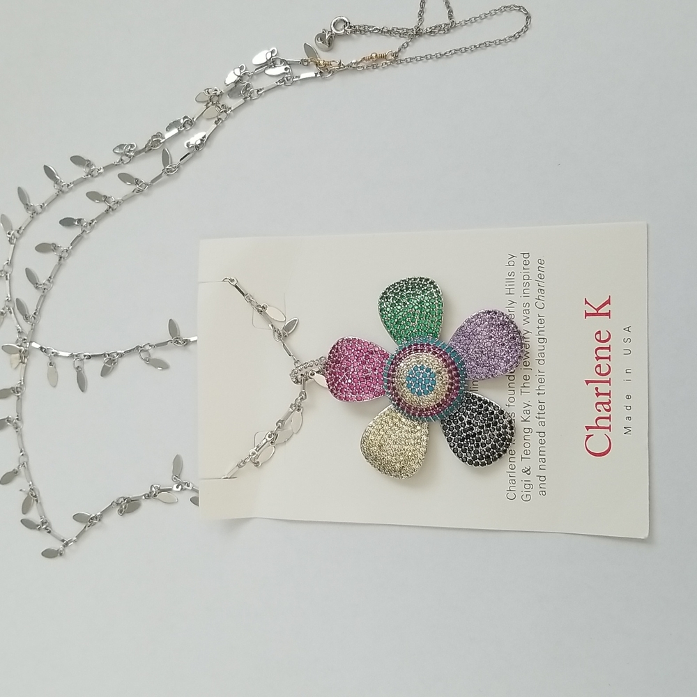 New Charlene K Pave Flower Necklace